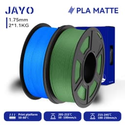 JAYO 2 Rolls 3D PLA Matte Printer Filament 1.75mm Neatly Wound PLA Filament with Matte Finish Print with 99% FDM 3D Printer