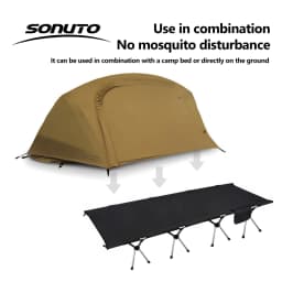 Sonuto Camp Bed Tent - Waterproof Sunshade Single Camping Tent, Lightweight 210D Oxford, Aluminum Poles, Windproof & Portable