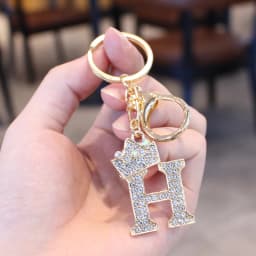 26 Initial Letter Rhinestone Keychain For Women Charm Crystal Crown Gold Plated Key Ring Bag Car Key Chains DIY Accessoreis
