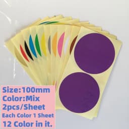 12 Sheets/Pack Mix Color Circle Round Color Coded Adhesive Label Dot Sticker 6mm/8mm/10mm/13mm/16mm/19mm/25mm/32mm/50mm/100mm