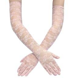 54cm Lengthened Lace Full Finger Party Gloves For Men Women New Solid Sunscreen Long Mittens Outdoor Bride Dress Up Gloves