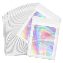 20pcs Zip Lock Bag Laser Plastic Jewelry Storage Bag DIY Earrings Necklace Bracelets Beads Gift Organizer Retail Packaging Pouch