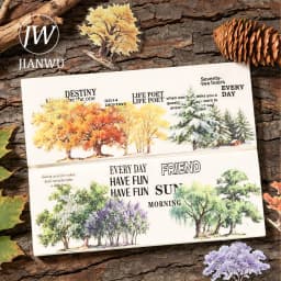 JIANWU Vintage Tree Landscape Material Collage Scrapbooking PET Sticker Creative DIY Journal Stationery