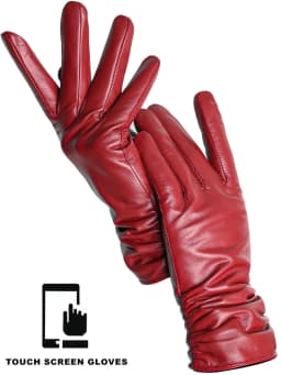 Simple Women's Gloves Winter Warm Plus Velvet Short Thin Touch Screen Gloves Driving Color Women's Leather Gloves High Quality