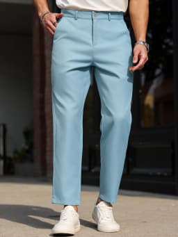 Men's Slim Fit Straight Leg Multicolor Solid Color Casual Pants Versatile All Seasons Fashionable Comfortable Daily Wear