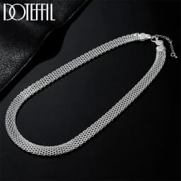 DOTEFFIL Hot Creativity Net Chain Necklaces 10mm 925 Sterling Silver for Women Fashion Designer Party Wedding Jewelry Gift