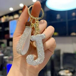 Full Rhinestone 26-Letter Keychain, Bling Car Key Ring & Sparkly Bag Charm - Perfect Small Gift