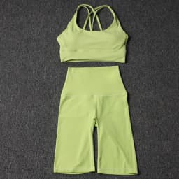 Nylon Yoga Set Gym Two Piece Sets Womens Bra Top Women Cycling Shorts Sport Fitness Sportswear 45 Colors Womens Clothing