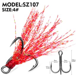 5Pcs 10Pcs Fishing Treble Hooks 4X Strength With Feather Tackle Fishing Hook Stronger Carbon Steel Barbed Fishhooks Pesca
