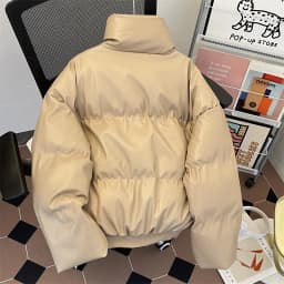 Men's Winter Thickened PU Leather Cotton Jacket Loose Fit Stand Collar Warm Outerwear Cleanfit American Retro Style Coat