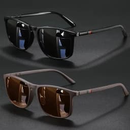 Mjyiwang Men Matte Square Polarized Sunglasses UV400 Blue Mirror Lens Anti Glare Driving Fishing Travel Outdoor Eyewear