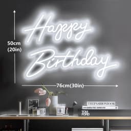 Large Size 'Happy Birthday' Customizable LED Light Neon Sign with Clear Acrylic Backer Dimmable Flexible Party Decor