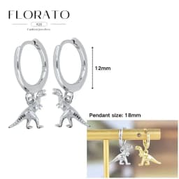 925 Sterling Silver ear needles Animal Butterfly/Elephant/Shell Pendant Hoop Earrings For Women Fashion Jewelry Accessories