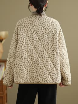 Retro Diamond Pattern Cotton Jacket Women's Winter Large Size Cotton Padded Thickened Short Outerwear Japanese Style round Ne...