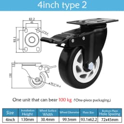 1.5-5 Inch Polyurethane Swivel Caster M6/M8-M12 Screw For Furniture Wheel Caster Wheels 360° Caster Wheel Industrial With Brake