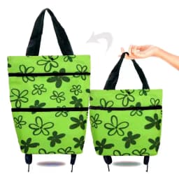 1pc Foldable Handbag, Small Trolley Large Supermarket Shopping Bag, Hand-drawn Grocery Cart Portable Bag