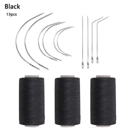 3 Rolls Hair Weaving Threads with 10 Pieces Sewing Needle Weaving Threads for Making Wigs Hand Sewing Hair Weft DIY