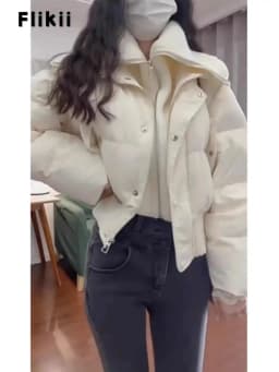 Women Casual Basics Long Sleeve Single Breasted Parkas Chic Short Outerwear Jacket Warm Patchwork Zipper Thick Knitted Coat