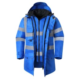 Safety Jacket Reflective Waterproof Windproof Coldproof Hi Vis 7 in 1 Parka Windbreaker Workwear with Detachable Cotton Linner