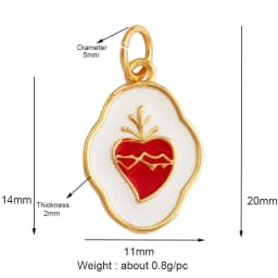 New in Sacred Red Heart Charm Victorian Love Zircon Charm Pendant,Fashion Wing 18K Gold Plated for Jewelry Making Supplies P04