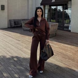 Autumn and winter suit semi-open pullover sweater trousers two-piece set
