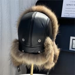 New 100% Genuine Fox Fur Ear-Protecting Hat Men Real Raccoon Fur Hat Women Winter Warm Fur Real Sheep Leather Snow Hat