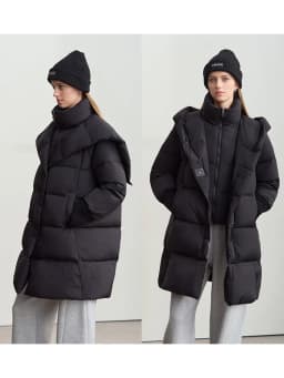 Amii 2026 Winter Warm New Women Down Jacket Cuffs Magnetic Buckle Zipper Hooded Fake Two-piece Thick Loose Long Coats 12444104
