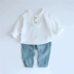 2Pcs Organic Cotton Kids Baby Sets Spring Summer Solid Tshirt Top + Pant Casual Toddler Boy Clothing
