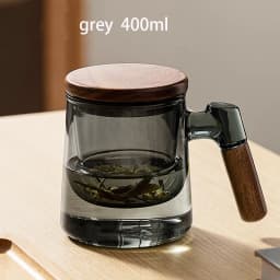 200/400ml Glass Tea Cup With Infuser Steeper And Lid For Loose Leaf Tea Wood Handle Blooming Tea Diffusers Filter Mug Teaware
