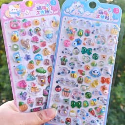1 pc/4 pcs Kawaii Fruit Dessert Animals Sweet 3D Relief Stickers Scrapbooking Diy Journal Cute Stationery Sticker School Gift