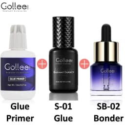 Gollee Quickly Dry Eyelash Extension Glue Lash Primer Super Bonder 0.5 Sec Fast Drying 6-8 Week Black Adhesive Professional Use