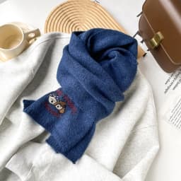 Fresh and Sweet New Winter Knit Wool Small Scarf for Women High - end Dog Embroidery Japanese - Korean Simple Matching