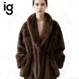 IG 2025 New Women's Casual Warm Cropped Coat With Drawstring Autumn Winter Design Outerwear Polyester Spandex Street Style