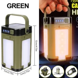 Solar Rechargeable LED Camping Lamp 4 Leaf Foldable Tent Lamp Warm Fire Atmosphere Lamp Outdoor Emergency Lighting Torch Lantern