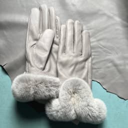 Autumn winter women's genuine leather gloves 100% real rex rabbit fur genuine sheepskin mittens black red blue pink