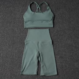 Nylon Yoga Set Gym Two Piece Sets Womens Bra Top Women Cycling Shorts Sport Fitness Sportswear 45 Colors Womens Clothing