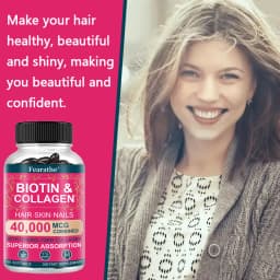 Biotin Collagen Supplement - Hair Growth Support, Skin & Nails - 40000 mcg with Vitamins B Complex, Hyaluronic Acid & Keratin