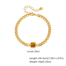 Vnox 5/7mm Width Adjustable Chain Bracelet for Men, Stainless Steel Acrylic Six-Sided Polished Jewelry Gift for Husband Son Him