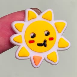 Good Quality 1pcs Kawaii Sun Expression PVC Shoe Charms Sandals Shoes Accessories Shoes Ornament Fit Kids DIY Party Xmas Gift