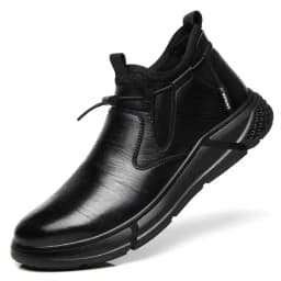 Black Leather Men Waterproof Shoes Work Safety Shoes Steel Toe Men Sneakers Wear-resistant Indestructible Construction Man Boot