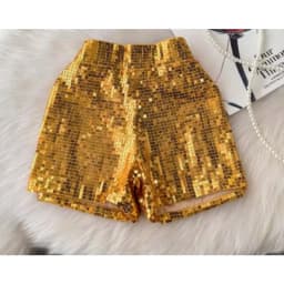 Basics Vintage High Waist Chic Glitter Sequin Short Pants Hotsweet Fashion Streetwear Club High Street Women Casual Clothing