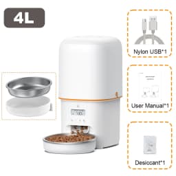 NITYERS 4L Automatic Cat Feeder, Smart Pet Food Dispenser with Key Control, Voice Recorder, Dual Power Supply, Timed Auto Dog Feeder with Stainless Steel Bowl
