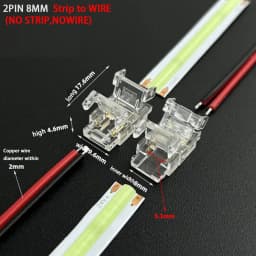 10PCS COB LED Wire Connector 2Pin 5 8 10mm Connection Solderless Mini Buckle Strip To Wire No Dark Area Connector