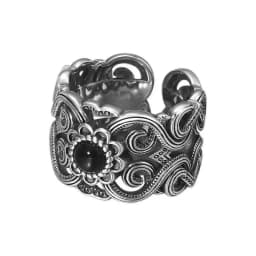 Retro Mongolian Flower Pattern Ring For Men Women Silver Color Gothic Adjustable Ring Handmade Unisex Jewelry Accessories Gift