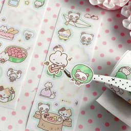 WAKAWAKA Writable Die Cut Sticker Roll Scrapbooking Sticker Hand Drawn Illustration Washi Sticker Journal Planner