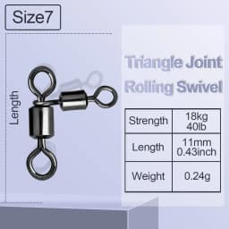 FishTrip 3 Way Swivels Triangle Joint Rolling Swivels Connector Three Way Swivel Catfish Fishing Accessories for Bottom Bouncing