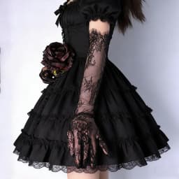55cm Black Lace Floral Thin Sheer Long Gloves Lolita Cosplay Bridal Wedding Lady Elegant sexy Evening Party NightClub Accessorie