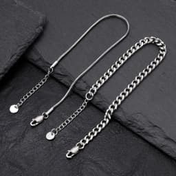 2pcs Cuban Chain Bracelet for Men Boys,Waterproof Stainless Steel Silver Color Chain Wristband,Stylish Fahter's Day Gift