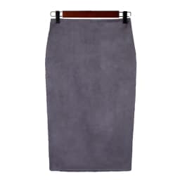 Autumn Winter High Waist Bodycon Vintage Suede Split Thick Stretchy Skirts Women Skirts Suede Solid Color Pencil Skirt Female