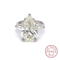 Luxury 925 Sterling Silver Wedding Engagement Simulated Diamond White Gold Ring Fine Jewelry Wholesale